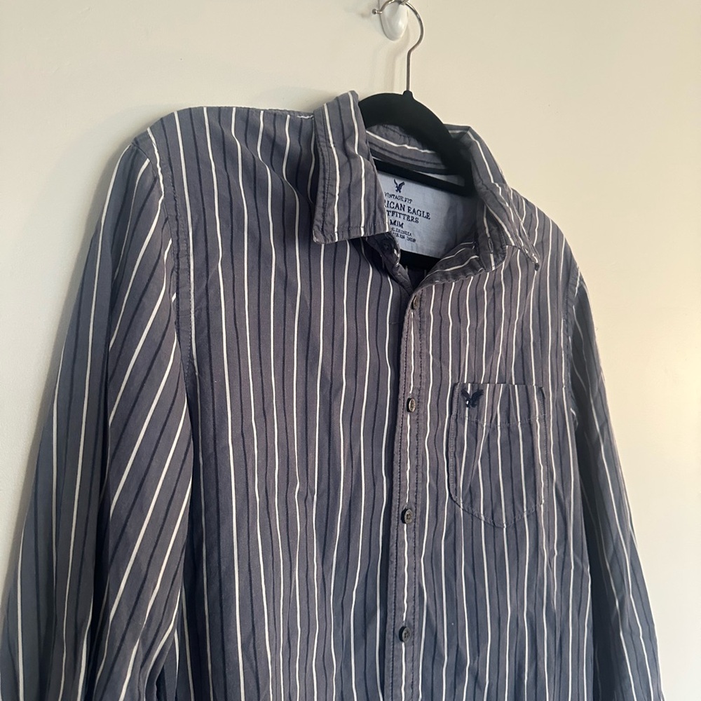 American Eagle Vintage Fit Striped Button-Up Shirt Men’s Medium